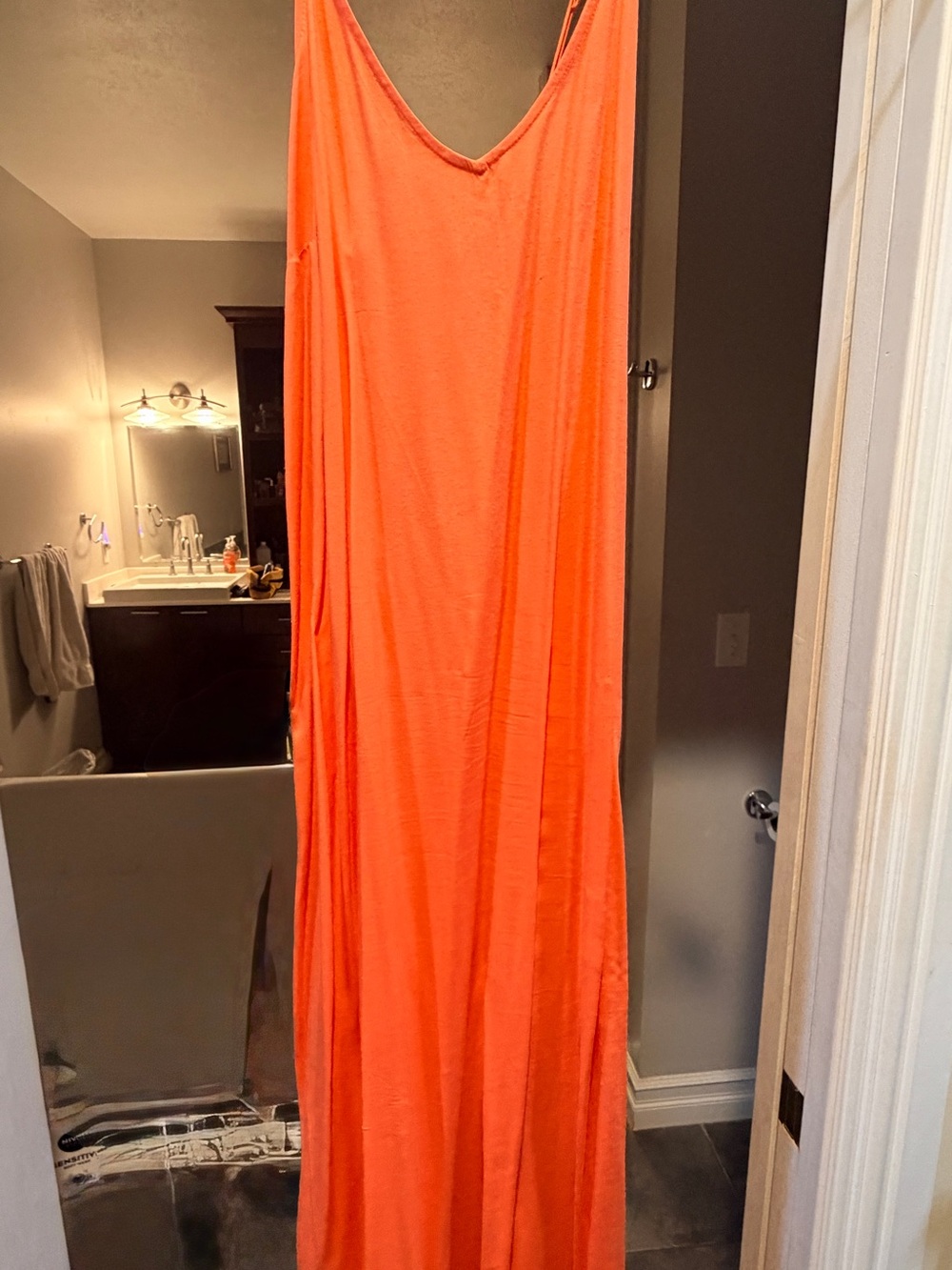 Sleeveless V-Neck Maxi Dress in Bright Orange